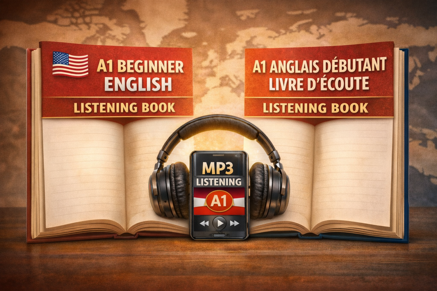 A1 English Audio Book (MP3) | English–French Beginner Listening